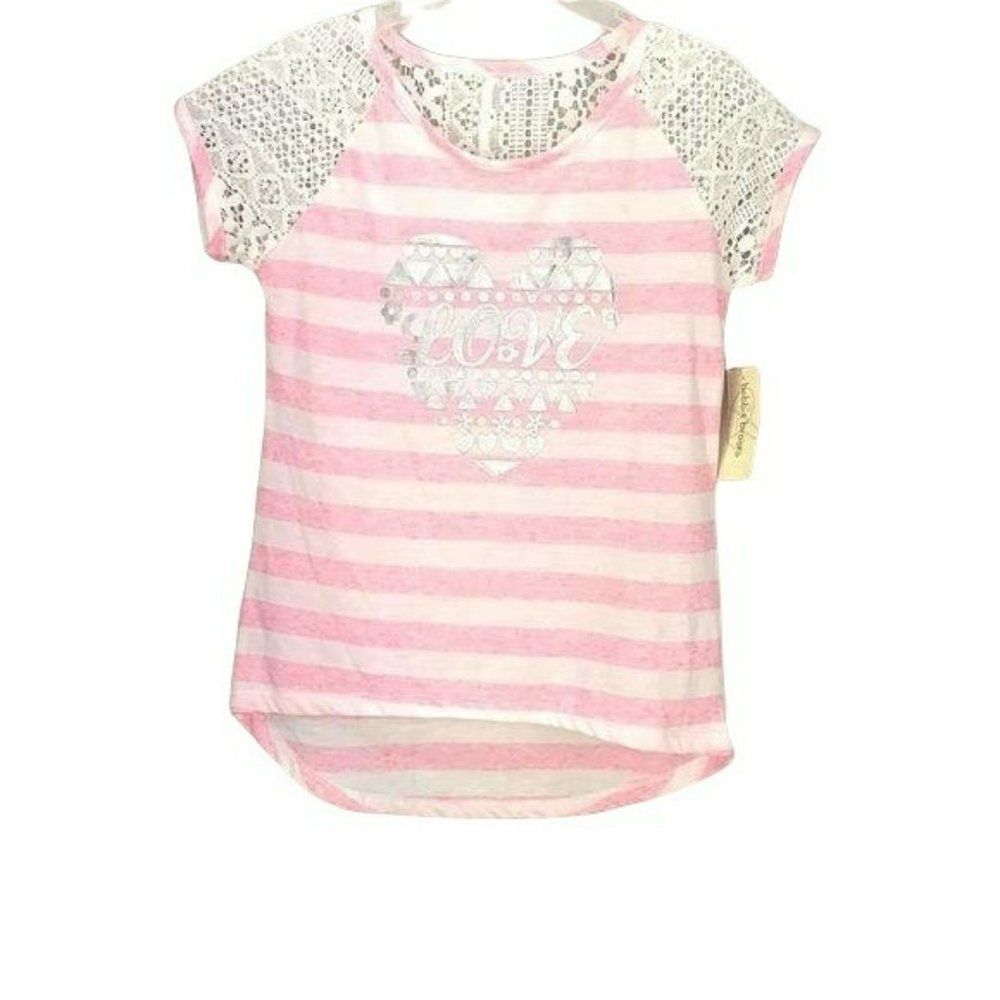 Bobbie Brooks Girl’s Large‎ Pink White Love Hi/Low Top